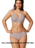 Grey scalloped full-coverage bra with soft V neckline, front view