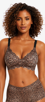 Jelly Bras for Women No Underwire Scalloped Push Up Wireless Bralettes Seamless Soft Comfort Everyday Tshirt Bra Black Leopard