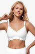 White seamless push-up bra with scalloped edge, no underwire, wide straps