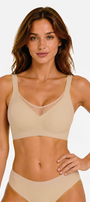 Jelly Bras for Women No Underwire Push Up V Mesh Seamless Comfort Tshirt Bra Supportive Lift Bralette Everyday Bra Nude