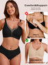Black deep V mesh bra with wide straps and smooth wire-free cups