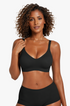 Black seamless T-shirt bra with V-shaped front neckline