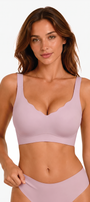 Jelly Bras for Women No Underwire Seamless Push Up Scalloped Tshirt Bralettes Comfortable Wireless Everyday Bra Pink