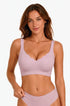 Pink seamless push-up t-shirt bra with scalloped neckline and wide straps
