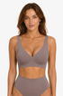 Grey deep V wireless t-shirt bra with supportive cups