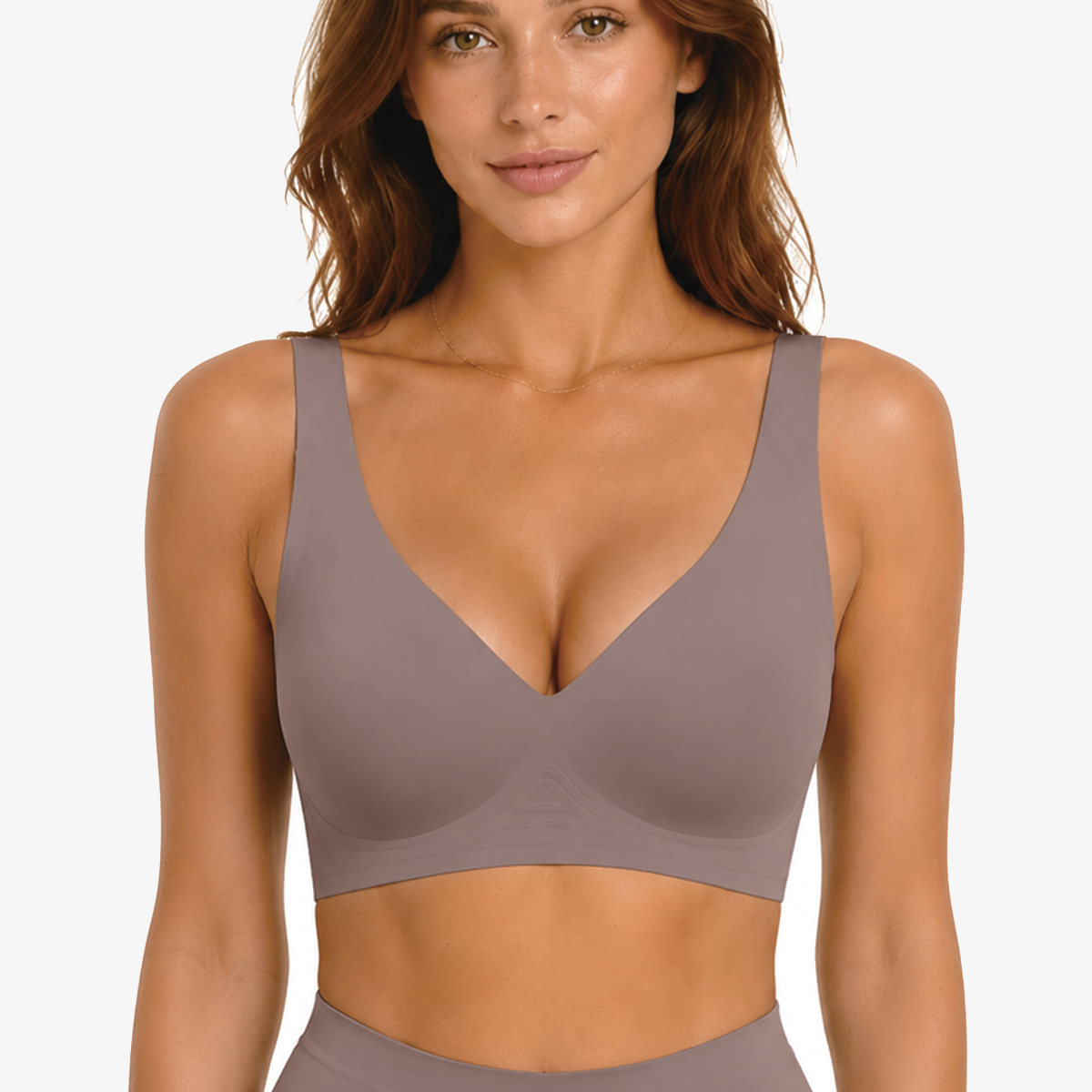 Jelly Bras for Women No Underwire Seamless Push Up Comfortable Tshirt Everyday Deep V Bra with Support and Lift Grey