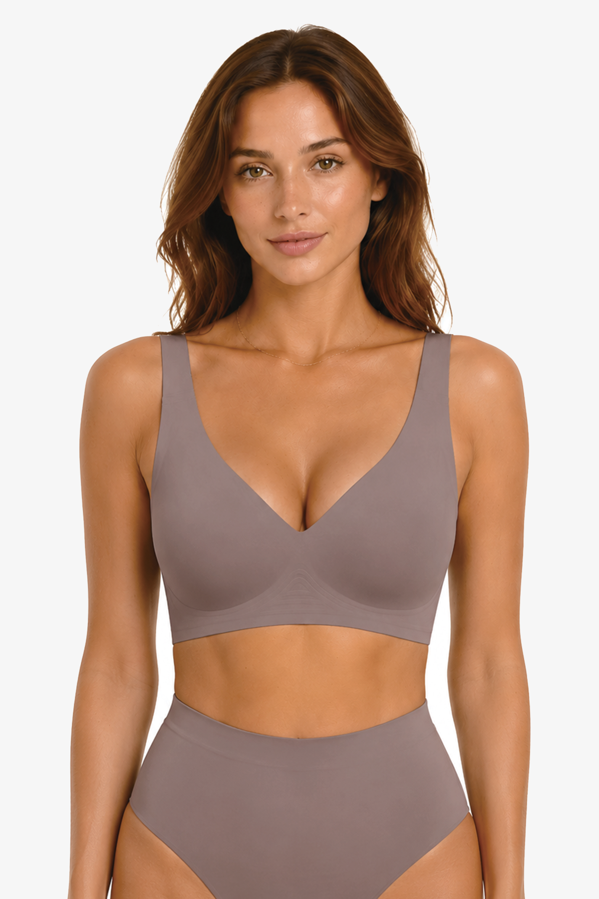 Jelly Bras for Women No Underwire Seamless Push Up Comfortable Tshirt Everyday Deep V Bra with Support and Lift Grey
