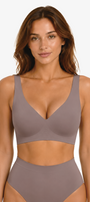 Jelly Bras for Women No Underwire Seamless Push Up Comfortable Tshirt Everyday Deep V Bra with Support and Lift Grey