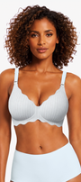 Jelly Bras for Women No Underwire Scalloped Push Up Wireless Bralettes Seamless Soft Comfort Everyday Tshirt Bra Haze Blue