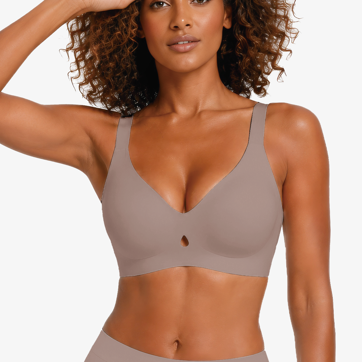 Jelly Bras for Women No Underwire Seamless Push Up Bra Full Support Comfort Bralettes Wireless Plunge Everyday Bra Coffee