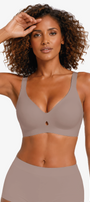 Jelly Bras for Women No Underwire Seamless Push Up Bra Full Support Comfort Bralettes Wireless Plunge Everyday Bra Coffee