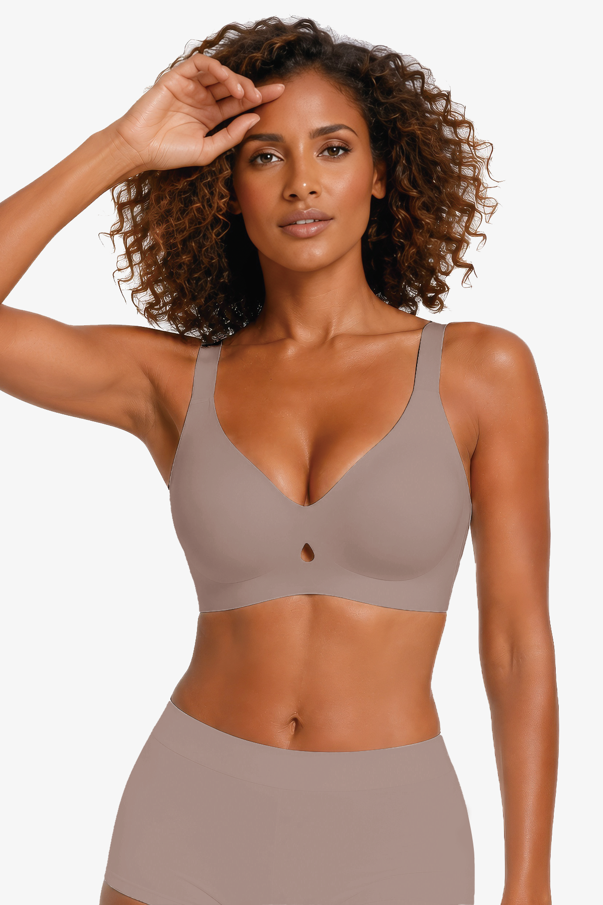 Jelly Bras for Women No Underwire Seamless Push Up Bra Full Support Comfort Bralettes Wireless Plunge Everyday Bra Coffee