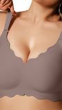 COCOMARTS Jelly Bras for Women No Underwire Scalloped Push Up Wireless Bralettes Seamless Soft Comfort Everyday Tshirt Bra Gray
