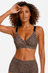 Leopard-print plunge wireless bra with seamless full-support cups, black base