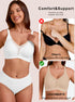 White deep V mesh bralette bra with plunge neckline, wire-free wide support