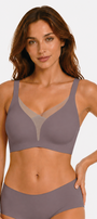 Jelly Bras for Women No Underwire Push Up Deep V Mesh Comfort T Shirt Bralette Wireless Seamless Everyday Bra Coffee