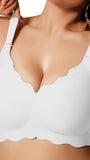 COCOMARTS Jelly Bras for Women No Underwire Scalloped Push Up Wireless Bralettes Seamless Soft Comfort Everyday Tshirt Bra White