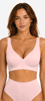 Jelly Bras for Women No Underwire Seamless Push Up Comfortable Tshirt Everyday Deep V Bra with Support and Lift Pink