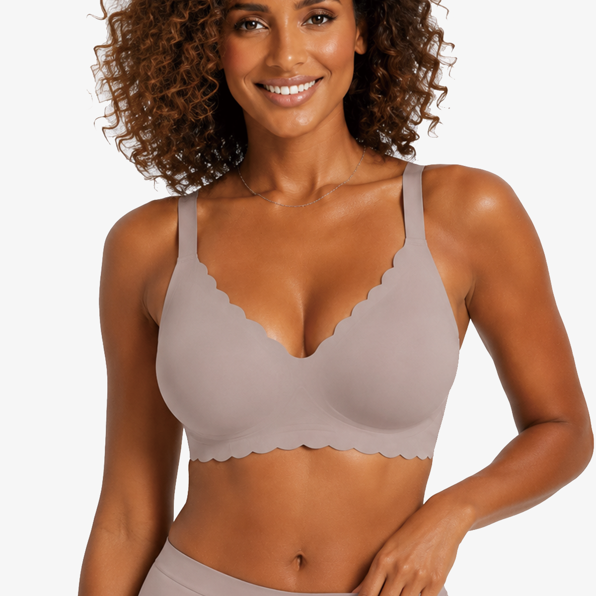 Jelly Bras for Women No Underwire Scalloped Push Up Seamless Full Coverage Plunge Bralettes Wireless Tshirt Bras Grey
