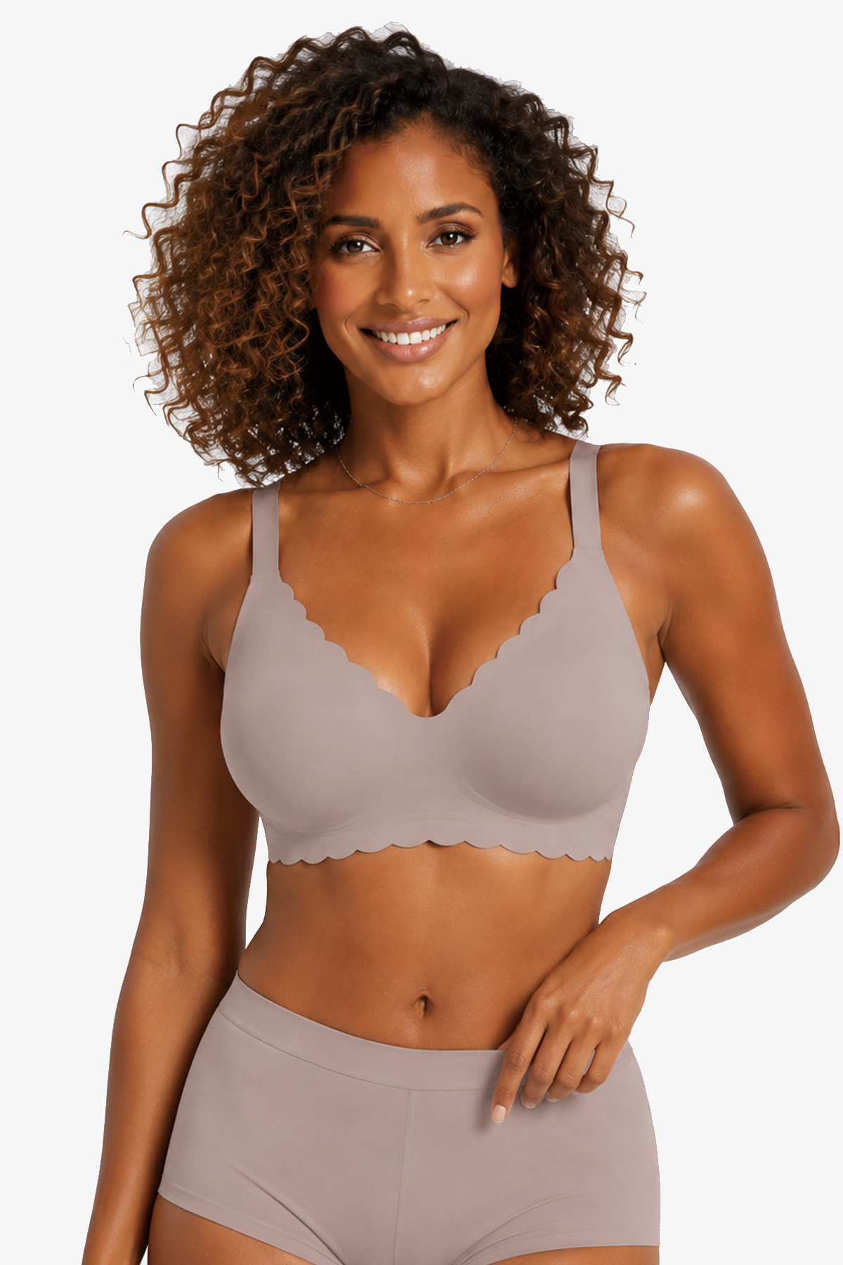 Jelly Bras for Women No Underwire Scalloped Push Up Seamless Full Coverage Plunge Bralettes Wireless Tshirt Bras Grey