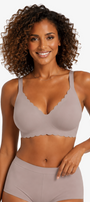Jelly Bras for Women No Underwire Scalloped Push Up Seamless Full Coverage Plunge Bralettes Wireless Tshirt Bras Grey