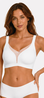 Jelly Bras for Women No Underwire Push Up Deep V Mesh Comfort T Shirt Bralette Wireless Seamless Everyday Bra White