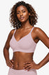 Pink seamless V-neck wireless push-up plunge bra with adjustable shoulder straps
