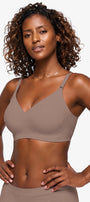 Jelly Bras for Women No Underwire Push Up Seamless Supportive Plunge Bra Full Coverage Comfortable Bralettes Grey
