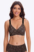 Black leopard-print seamless bralette with a V-neck and wide straps