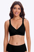 Black seamless bralette with a V-neckline and wide shoulder straps