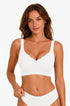White scalloped-edge seamless push-up bra, smooth cups, no underwire