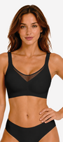 Jelly Bras for Women No Underwire Push Up V Mesh Seamless Comfort Tshirt Bra Supportive Lift Bralette Everyday Bra Black