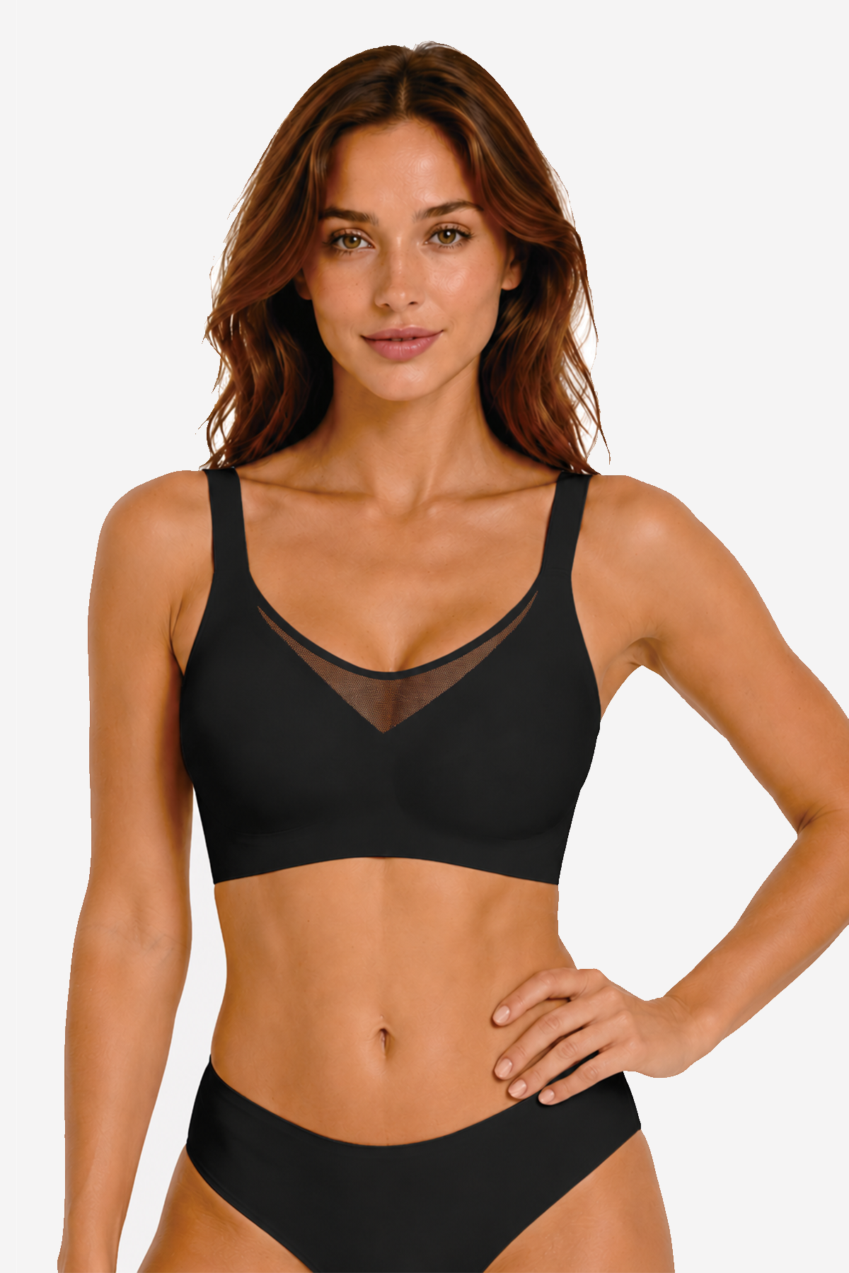 Jelly Bras for Women No Underwire Push Up V Mesh Seamless Comfort Tshirt Bra Supportive Lift Bralette Everyday Bra Black
