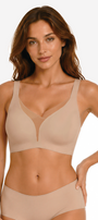 Jelly Bras for Women No Underwire Push Up Deep V Mesh Comfort T Shirt Bralette Wireless Seamless Everyday Bra Nude