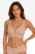 Nude deep V mesh push-up bra, no underwire, sheer cups and wide back band