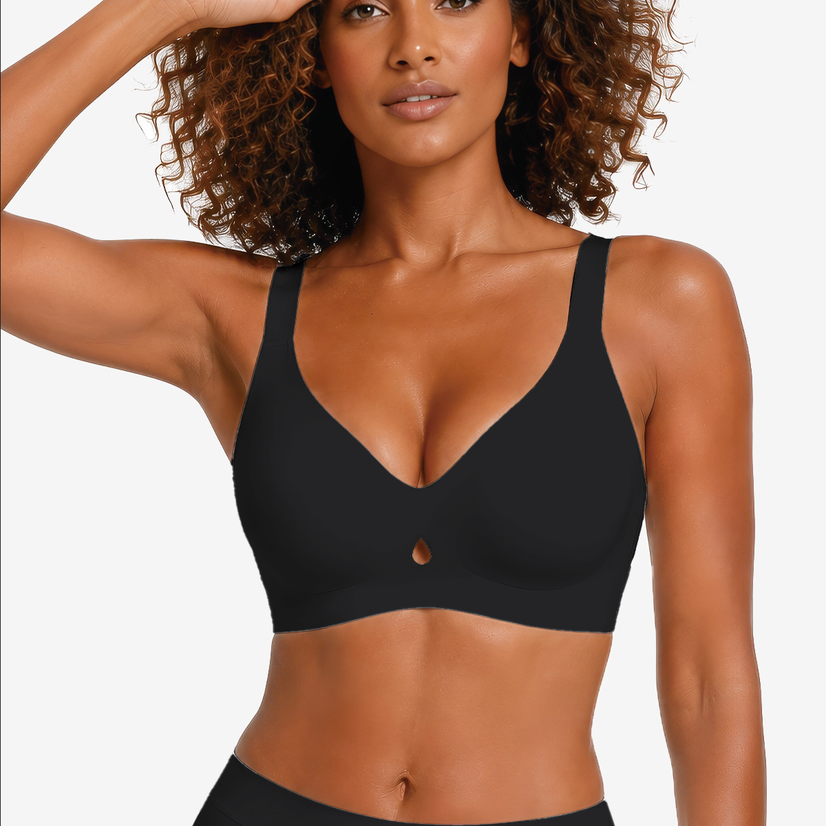 Jelly Bras for Women No Underwire Seamless Push Up Bra Full Support Comfort Bralettes Wireless Plunge Everyday Bra Black