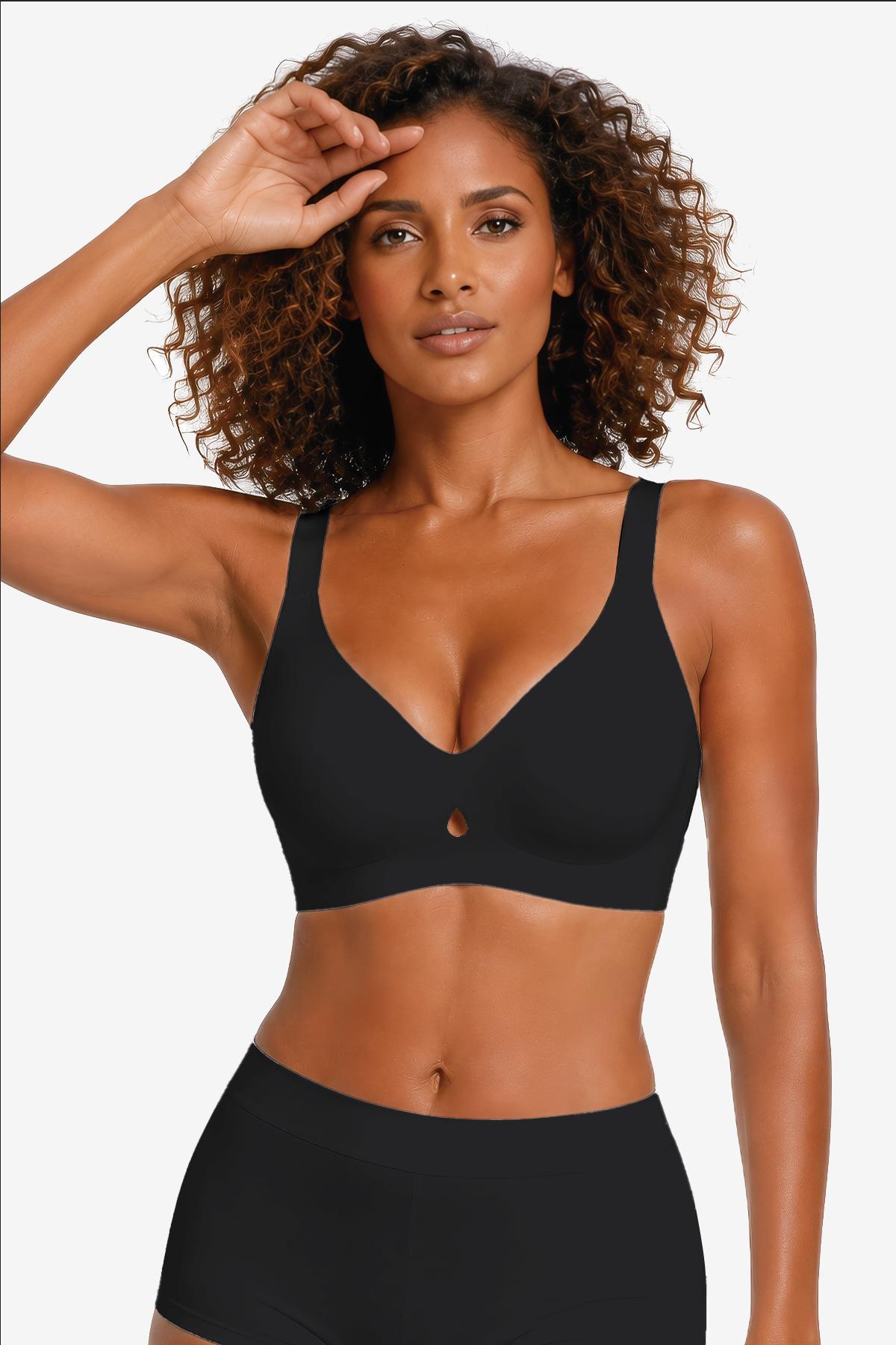 Jelly Bras for Women No Underwire Seamless Push Up Bra Full Support Comfort Bralettes Wireless Plunge Everyday Bra Black