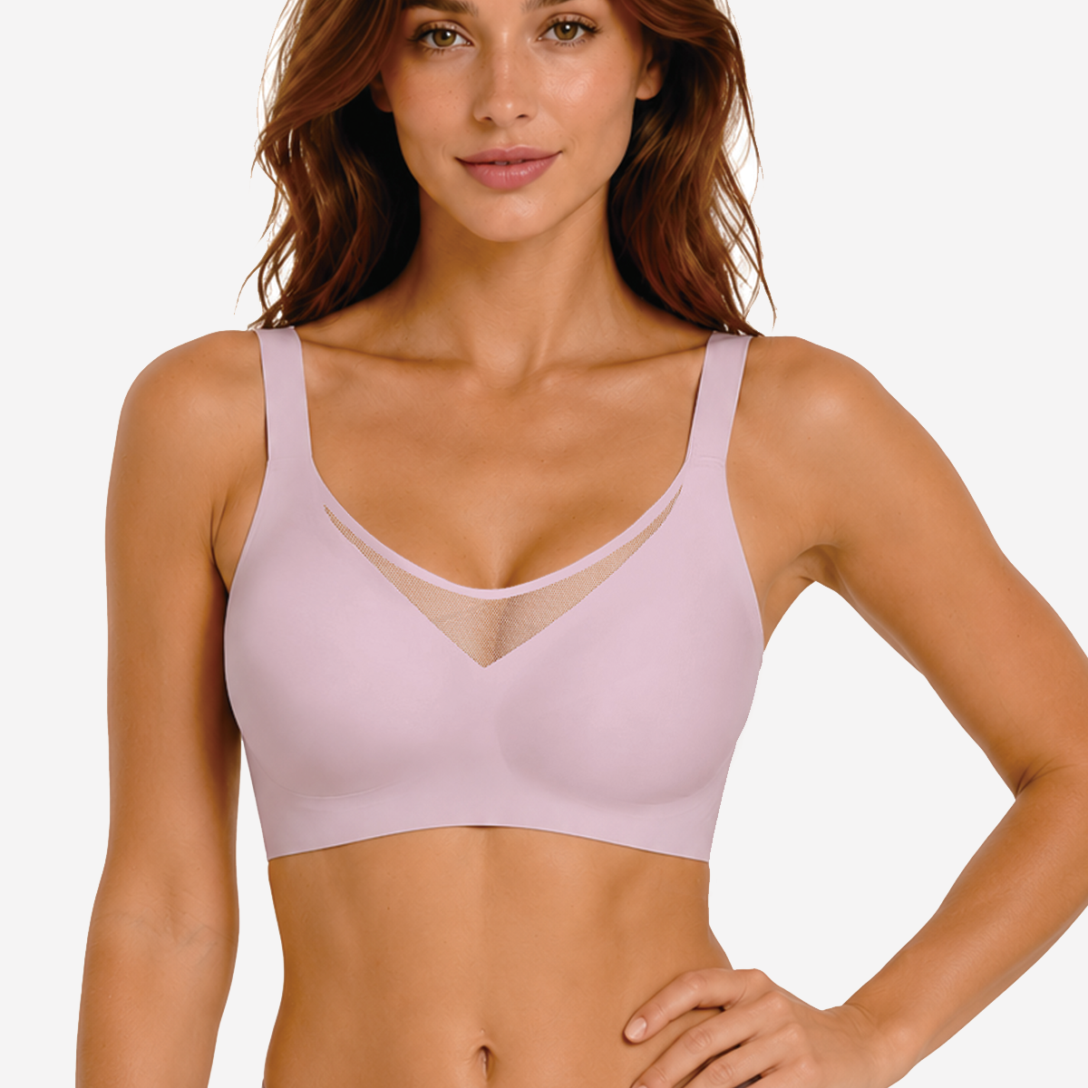 Jelly Bras for Women No Underwire Push Up V Mesh Seamless Comfort Tshirt Bra Supportive Lift Bralette Everyday Bra Pink