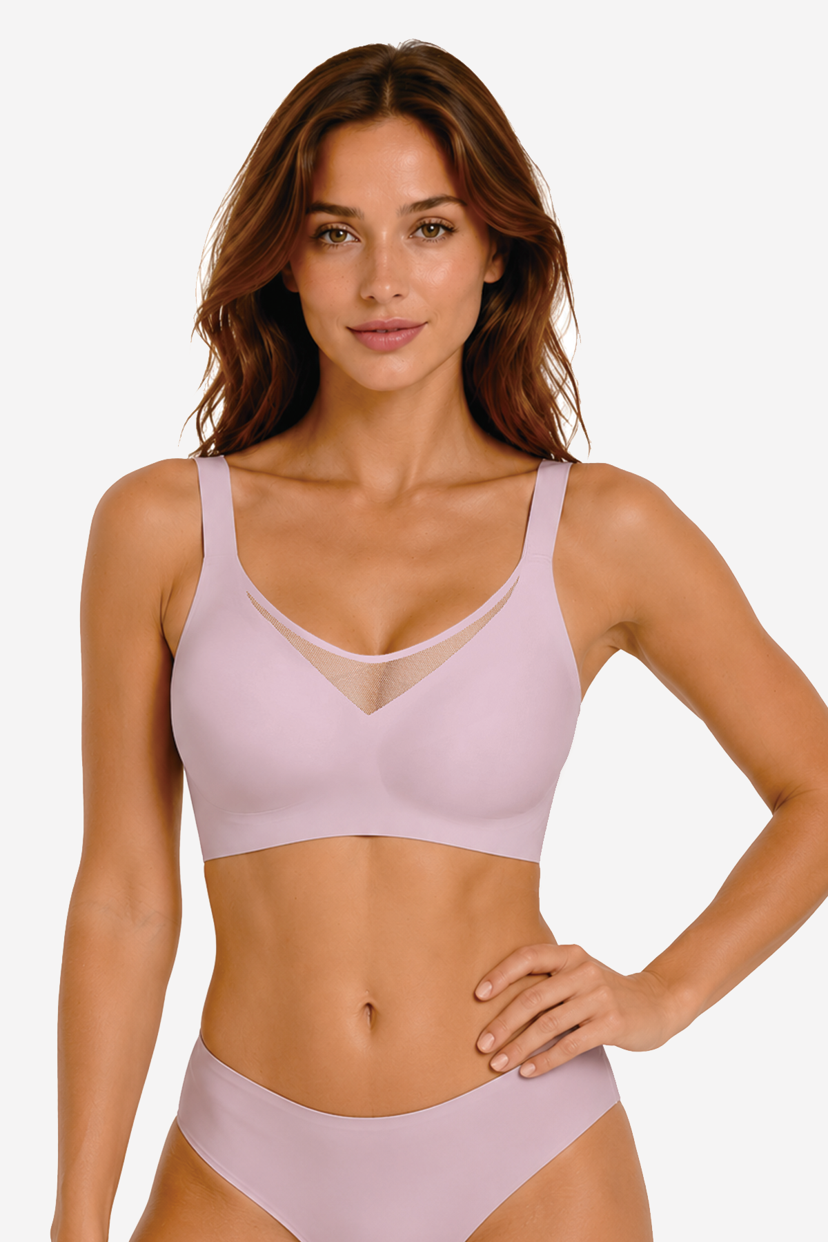 Jelly Bras for Women No Underwire Push Up V Mesh Seamless Comfort Tshirt Bra Supportive Lift Bralette Everyday Bra Pink