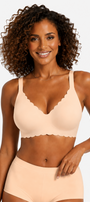 Jelly Bras for Women No Underwire Scalloped Push Up Seamless Full Coverage Plunge Bralettes Wireless Tshirt Bras Nude