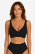 Dark black deep V wireless t-shirt bra with smooth scoop neckline