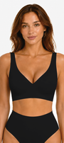 Jelly Bras for Women No Underwire Seamless Push Up Comfortable Tshirt Everyday Deep V Bra with Support and Lift Dark Black