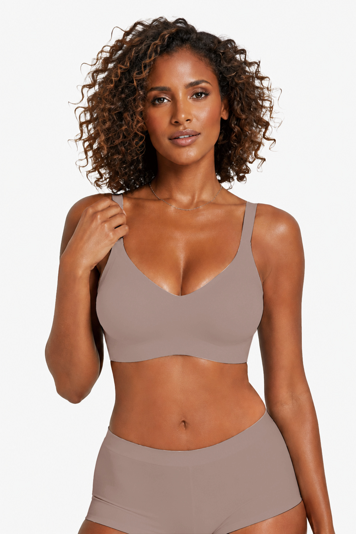 Jelly Bras for Women No Underwire Full Coverage Push Up Bra Wireless Seamless Bra Comfortable Tshirt Bralettes Coffee