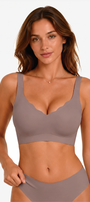 Jelly Bras for Women No Underwire Seamless Push Up Scalloped Tshirt Bralettes Comfortable Wireless Everyday Bra Coffee