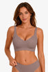 Coffee seamless T-shirt bra, scalloped cups and wide band, no underwire