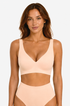 Nude deep V wireless T-shirt bra with smooth cups and wide underband