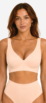 Jelly Bras for Women No Underwire Seamless Push Up Comfortable Tshirt Everyday Deep V Bra with Support and Lift Nude