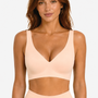 Nude deep V wireless T-shirt bra with smooth cups and wide underband