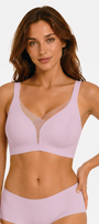 Jelly Bras for Women No Underwire Push Up Deep V Mesh Comfort T Shirt Bralette Wireless Seamless Everyday Bra Pink