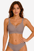 Seamless wireless V-neck jelly bra with cross-back straps in gray